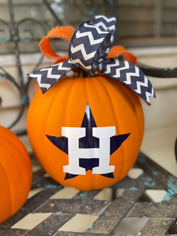 HOUSTON ASTROS FALL pumpkin, Astros Baseball pumpkin, baseball craft pumpkin
