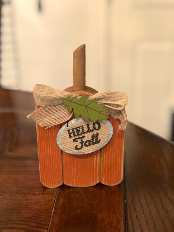 HELLO FALL ORANGE pumpkin wooden sign, pumpkin fall sign, orange fall sign, decorative tray pumpkin sign