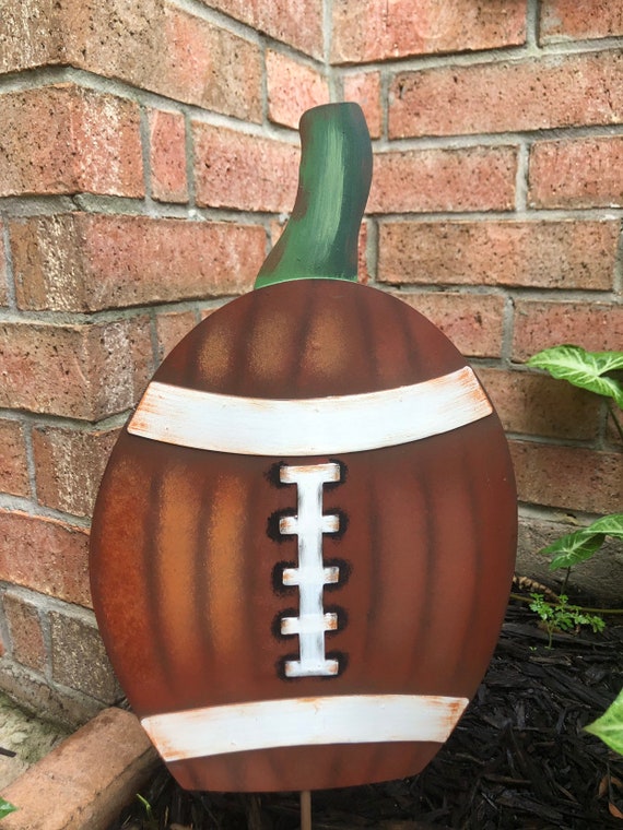 FOOTBALL PUMPKIN metal yard SIGN, Pumpkin Fall metal sign, Fall pumpkin sign, Round Top Collection sign, football fall sign, football decor