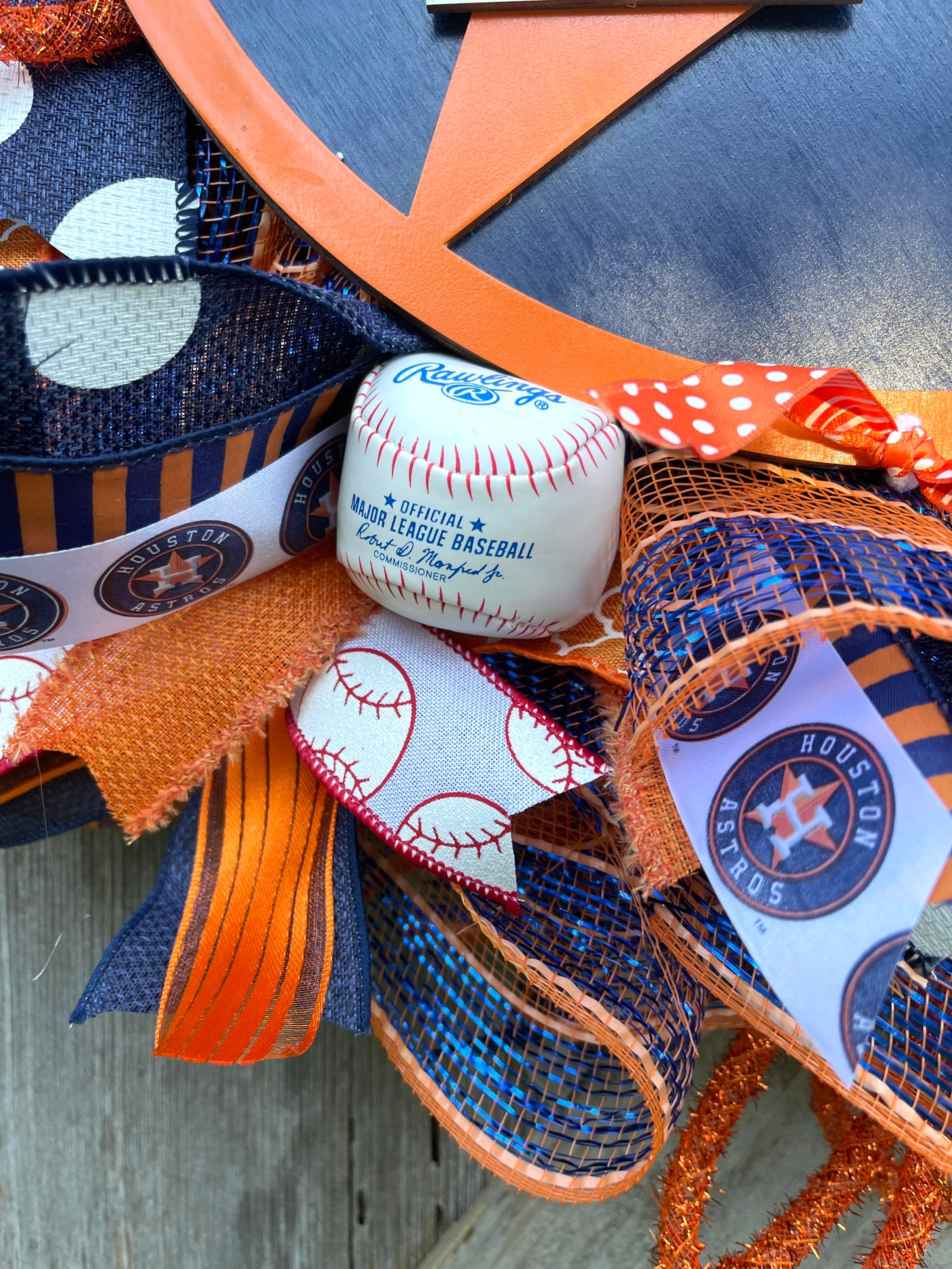 Baseball wired ribbon, orange baseball ribbon. baseball wreaths ribbon