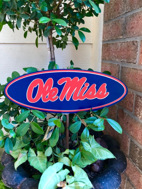 OLE MISS medium sized State University metal sign, OLE Miss Round Top metal yard or hanging sign, ole miss college sign, ole miss blue red s