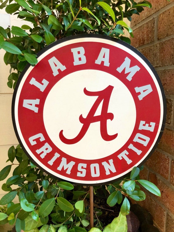 Alabama State University Metal Sign Crimson Tide Round Top Metal Yard Or Hanging Sign Alabama College Sign Alabama Football Sign