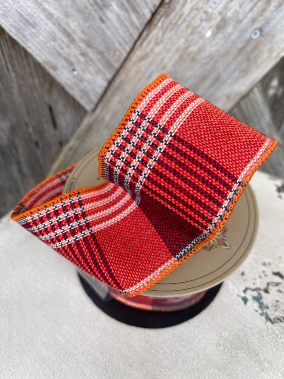 FALL Orange plaid RIBBON D Stevens