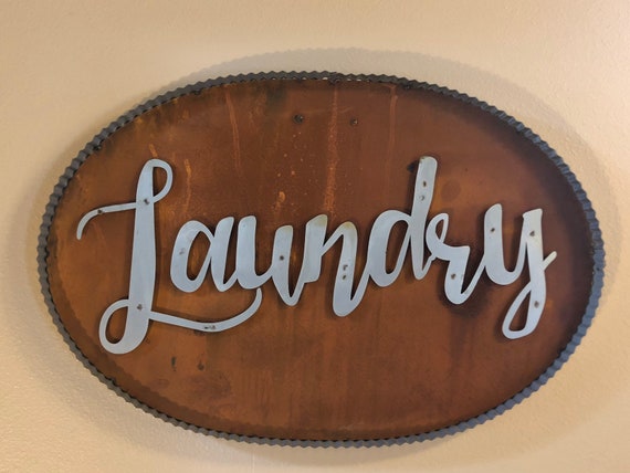LAUNDRY FARMHOUSE Metal sign, Round Top Collection sign, Laundry room sign, rustic laundry sign