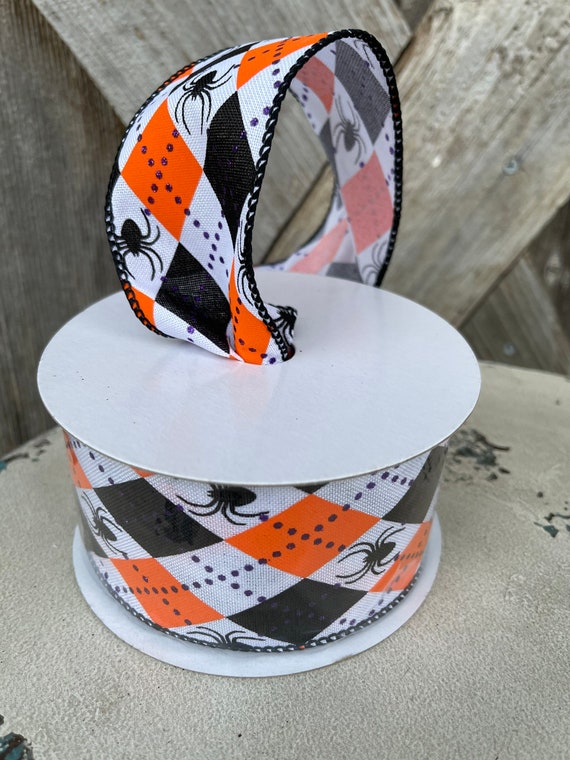 HALLOWEEN GLITTER Harlequin spider RIBBON