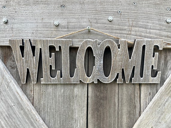 WELCOME Rustic Country sign, wreath sign, farmhouse sign
