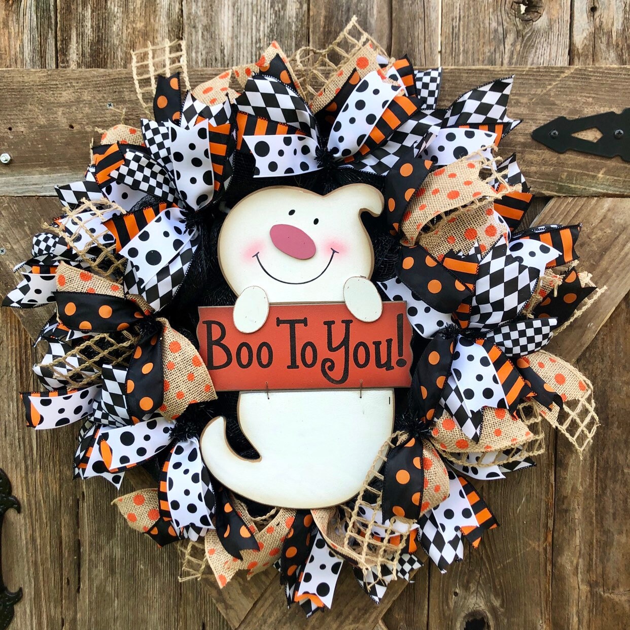 Halloween Ghost Deco Mesh Wreath Boo To You