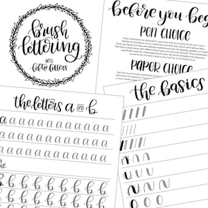 Brush Lettering Worksheets- Learn Brush Lettering- Lowercase Calligraphy Worksheets- Brush Lettering- Beginning Calligraphy