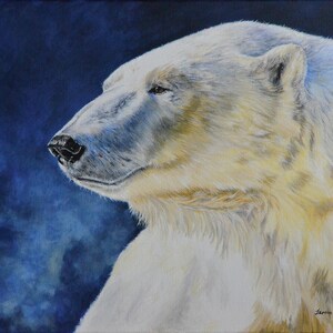 Gorgeous Polar Bear Print, Momma Bear, Wildlife Art, Winter Art, home decor, art for the office, gift for him, 11 x 14 matted image 2