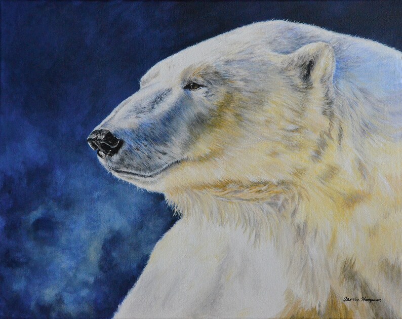 Gorgeous Polar Bear Print, Momma Bear, Wildlife Art, Winter Art, home decor, art for the office, gift for him, 11 x 14 matted image 2