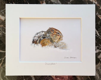 Chipmunk in the snow original painting, cute critter art, woodland themed art, forest friends art, chipmunk art, nursery art, home decor