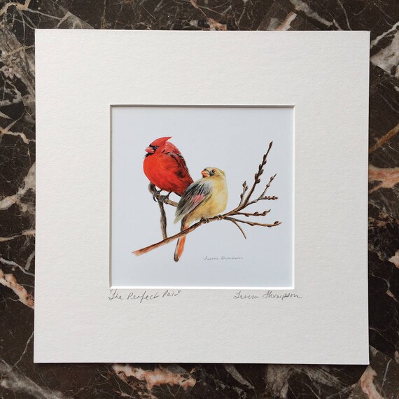 Cardinal Print Cardinal Art Cardinal Pair Bird Print Red Etsy