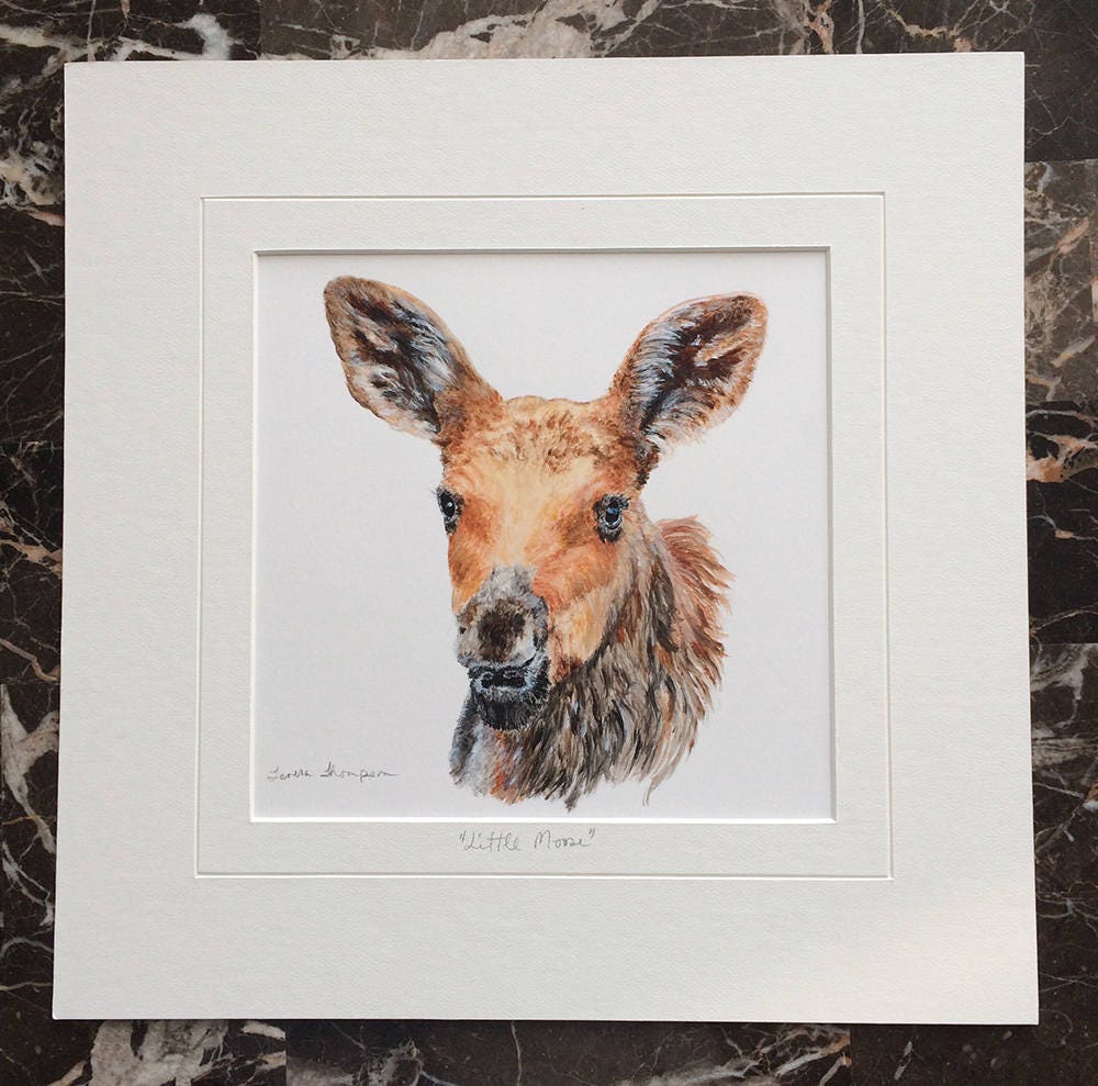 Baby Moose Original Acrylic Painting Moose Painting Moose Etsy
