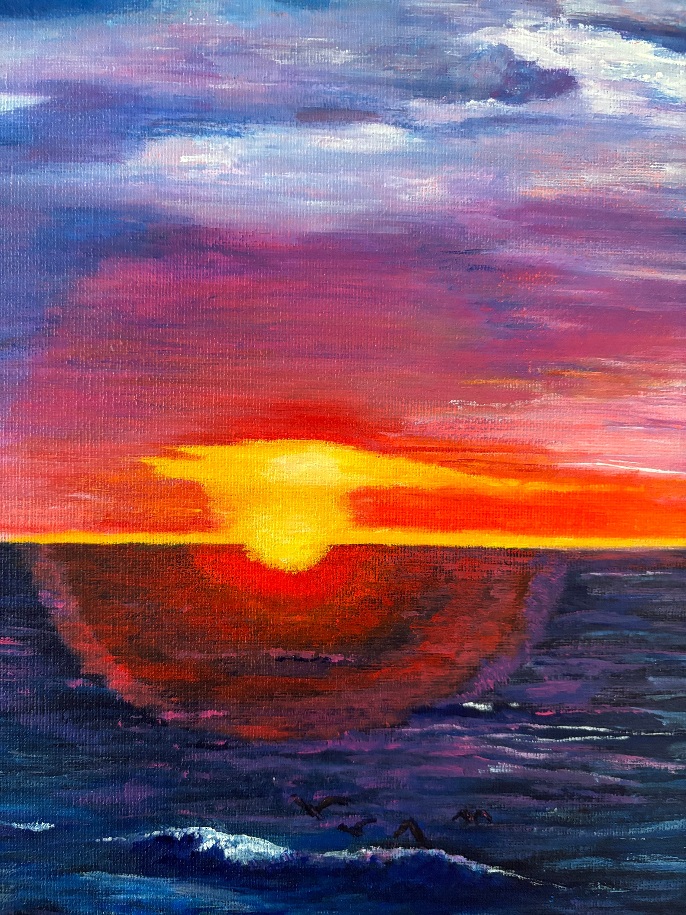 Sunrise on the Lake Original Acrylic Painting on 12" X 16" Canvas Ready ...