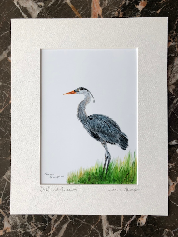 Heron Print Great Blue Heron Art Crane Art Bird Home Decor Etsy