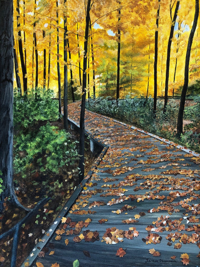 Fall forest print fall landscape scene relaxing serene art | Etsy