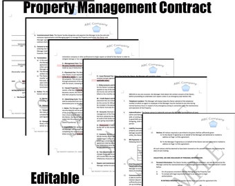 Professional Property Management Agreement, Property Management Contract, Residential Property Management Agreement, Word Template
