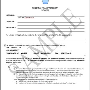 Tenancy Agreement & Additional Terms 66 extra terms Word Document Editable Document image 1