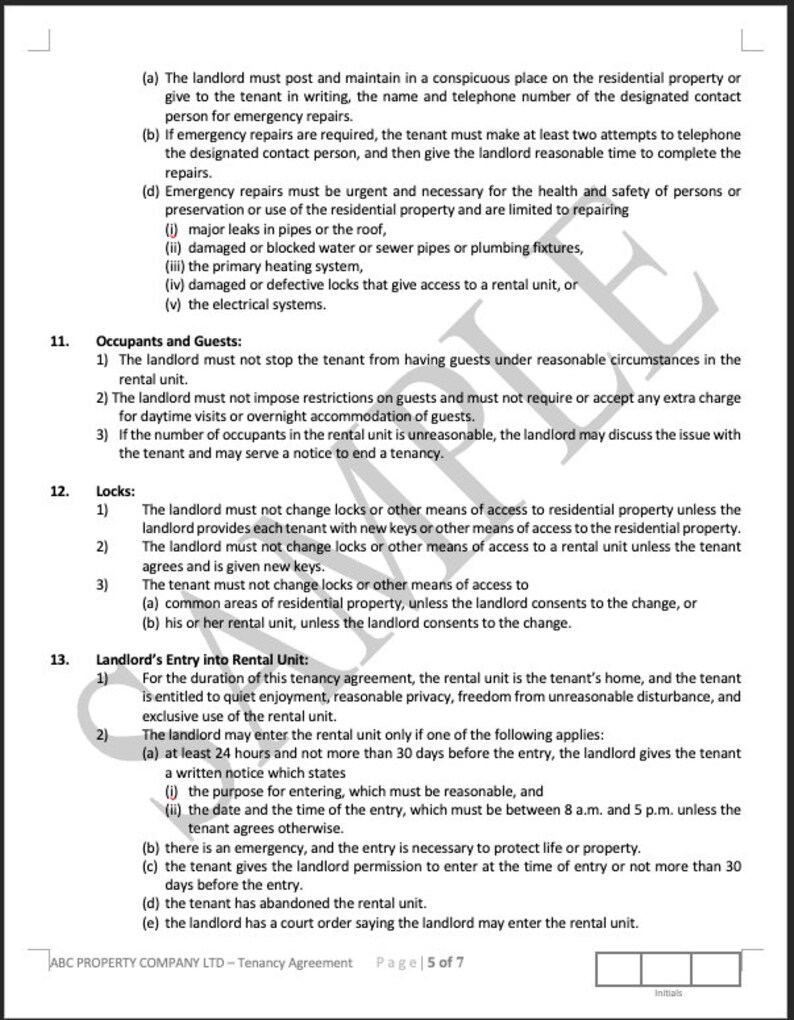 Tenancy Agreement & Additional Terms 66 extra terms Word Document Editable Document image 4