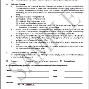 Tenancy Agreement & Additional Terms 66 extra terms Word Document Editable Document image 2