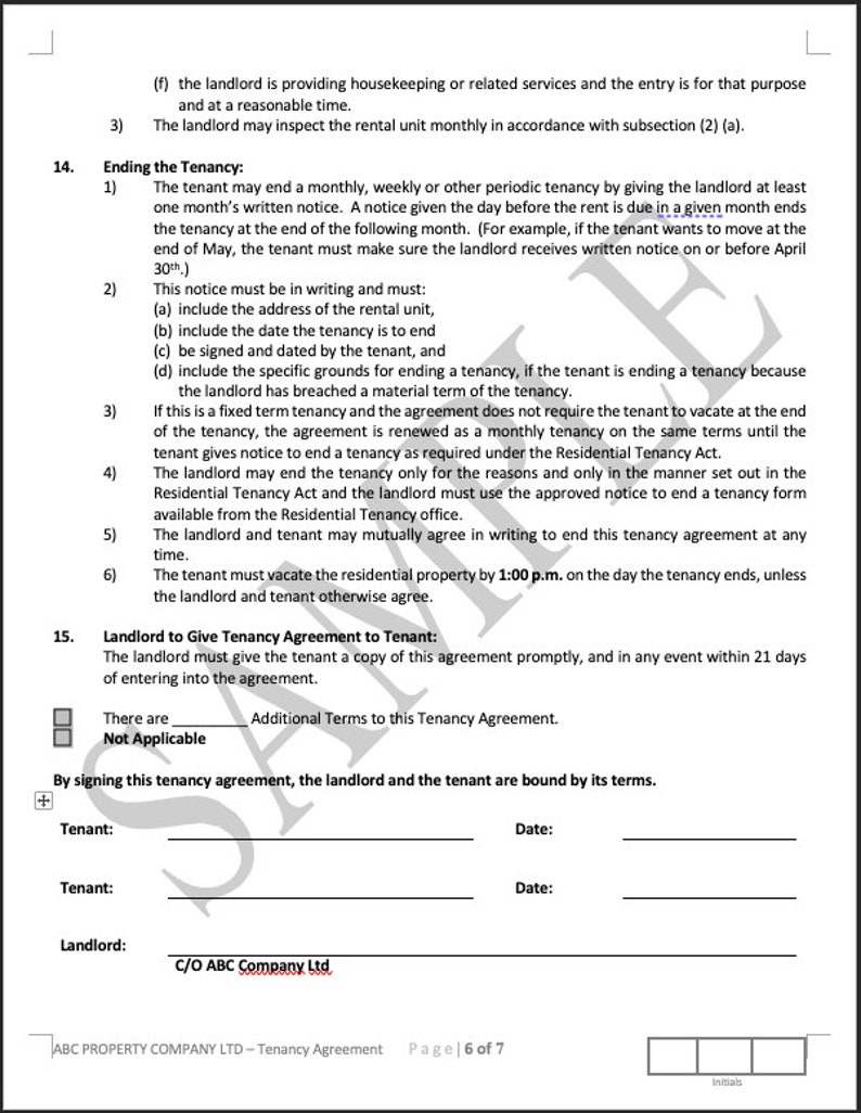Tenancy Agreement & Additional Terms 66 extra terms Word Document Editable Document image 3