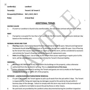 Tenancy Agreement & Additional Terms 66 extra terms Word Document Editable Document image 6