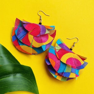 Skirted Dangle Earrings | Multicolor Fabric | MBTLR 365 Earring Collection #264 Flirty Fun