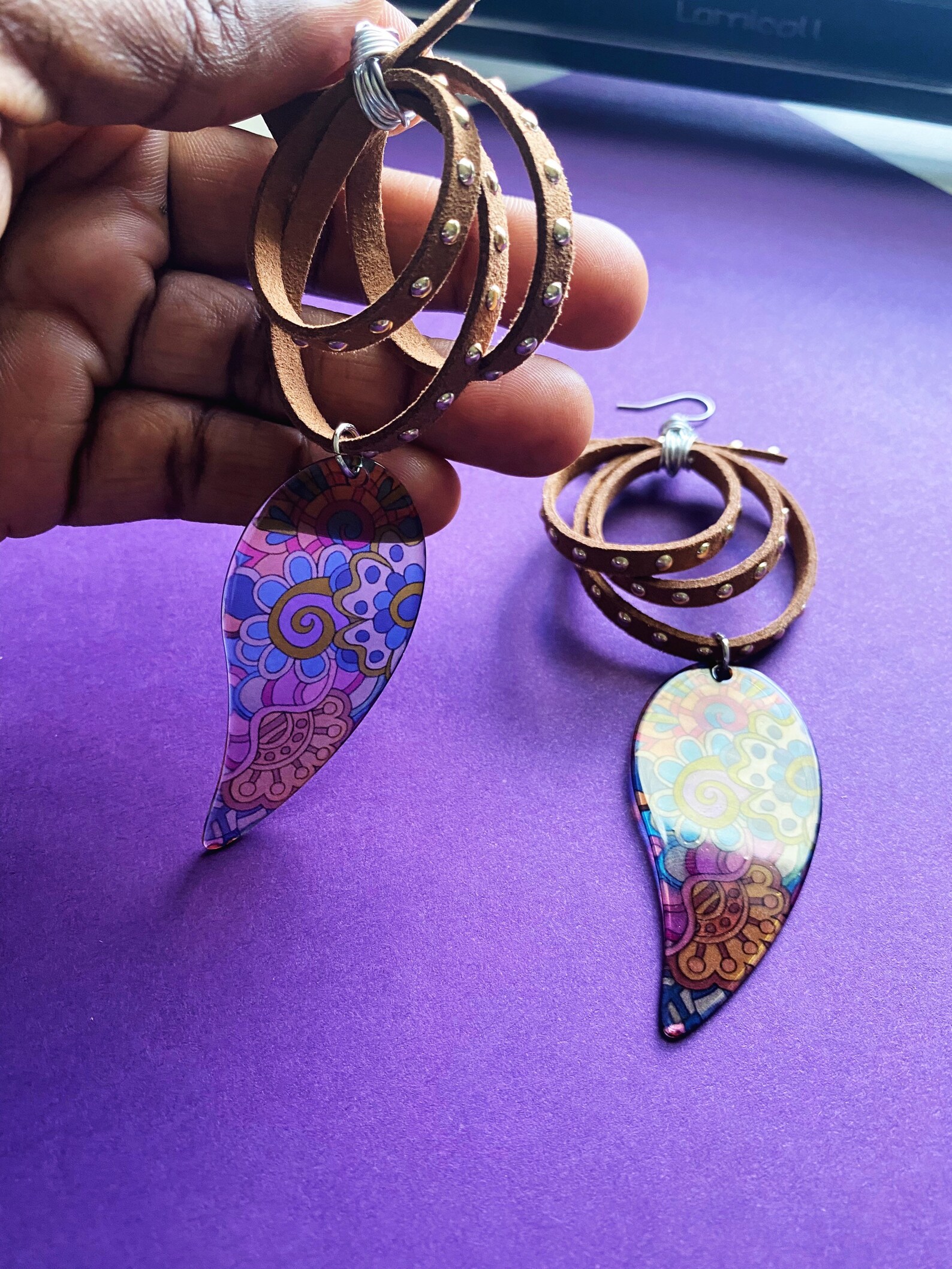 Mixed Media Earrings Long Colorful Earrings MBTLR 365 Etsy