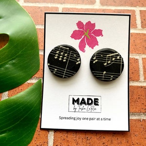 Sheet Music Small Post Earrings Wood paper Earrings