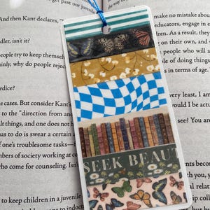 Marcadores de livros e borboletas com fita washi tape feitos à mão