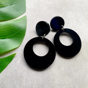 Double Stacked Acrylic Circle Dangle Earrings Pick a Color
