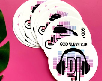 God Bless the DJ 3 inch Circle Vinyl Sticker Music Lovers Gift