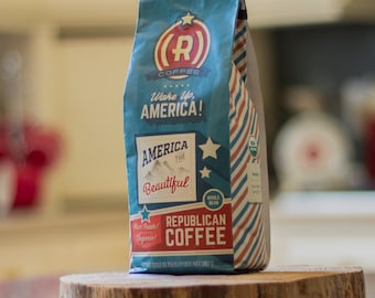 America The Beautiful, Coffee For Dad Republican Coffee, Coffee Bag Favors, Coffee Beans,