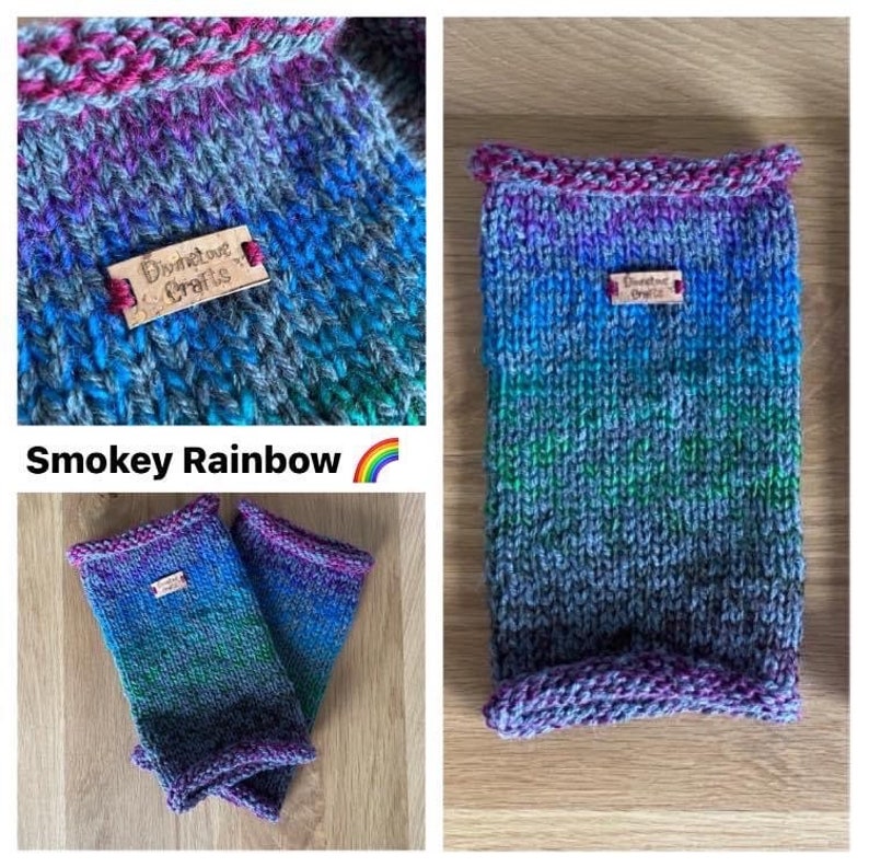 Rainbow Leg Warmers/Boot Cuffs Smokey Rainbow