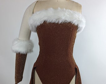 Gingerbread Dance Leo with Fur | Drag Burlesque Christmas Costume