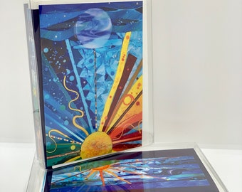 Greeting Cards, 4 details of Glass Art Boxed Set of 8 with Free Shipping