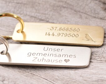 Custom keychains, Keychain Personalized, Coordinates Keychain, Latitude, Longitude, Couple Keychains, Anniversary Gift, Gift for Men