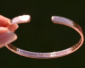 Koper Rosegold aangepaste gegraveerde armband, aangepaste naam, coördinaten armband, medisch, smal, handschrift, bruiloft, bruidsmeisje manchet