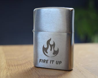 Engraved Zippo Lighter, Satin Chrome, Personalized Gift