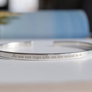 Sterling Silver Bracelet, 3mm Narrow Engraved Bracelet for Women, 925 Cuff Bracelet, Custom Silver Bracelet, Mother&#39;s Day Gift, Gift for Her