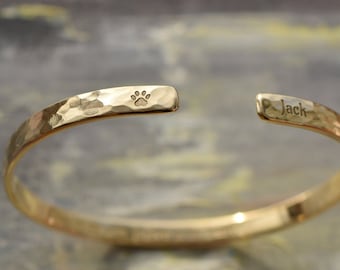 22K Gold Plated Engraved Bracelet, Pet Loss, Dog Paw Print, Pawprint, Once By My Side, Forever in My Heart, Engraved Remembrance Gift, Lost