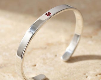Zilveren Medische ID-Armband: Gegraveerde Medische Waarschuwing