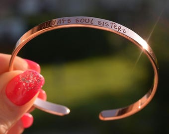 Soul Sister, Custom Copper Bracelet, Soul Sisters Custom Cuff Bracelet, Soulmate, Customizable Bracelet, BFF, Friends, Couples Bracelet