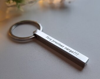 Keychains for Men, Keychains for Women, Keychain Name, Keychain cute, Silver Bar Keychain, for Anniversary, Father's Gift, Teacher's Gift