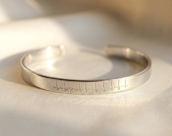 Personalized Heartbeat Bracelet in Sterling Silver
