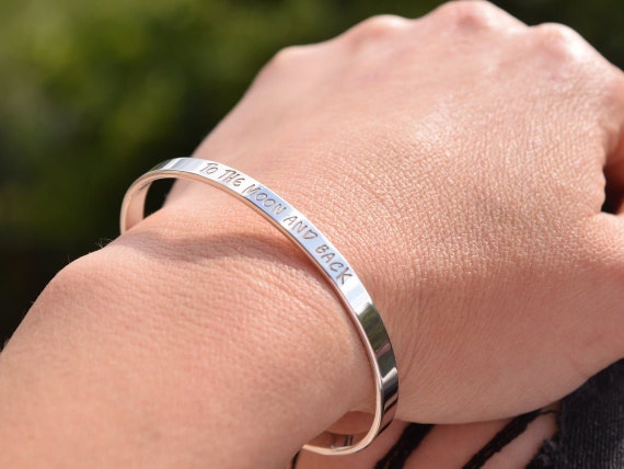 Sterling Silver Custom Engraved Personalized Cuff Bracelet | 1/2