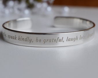 Sterling Silver 925 Custom Bracelet, Coordinates, Graduation Cuff, Engraved Bracelets, Couples, Bracelet for Women Silver, 8mm Silver Cuff