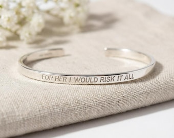 Engraved Sterling Silver Cuff Bracelet: Personalized 3mm Narrow Bangle