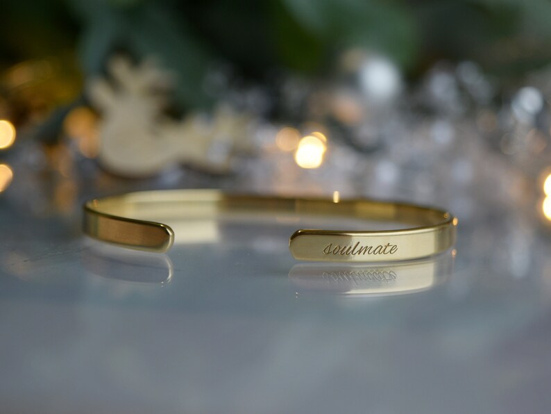 22K Gold Plated Engraved Bracelet Custom Engraving Gold Cuff Etsy