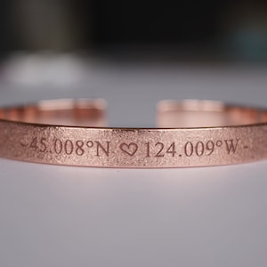 Customized bracelet, Copper Personalized Engraved Bracelets, Handwriting Copper Cuff, Wedding, Graduation, Custom Engraving Bangle Rosegold